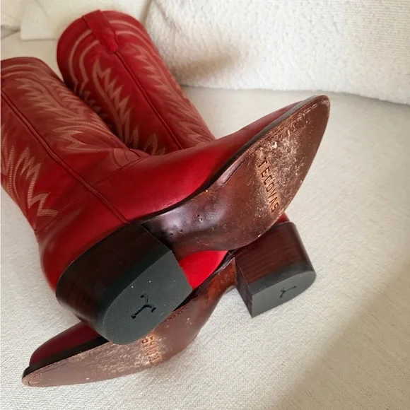 Tecovas Red Leather Heeled Boots - Picture 3 of 7